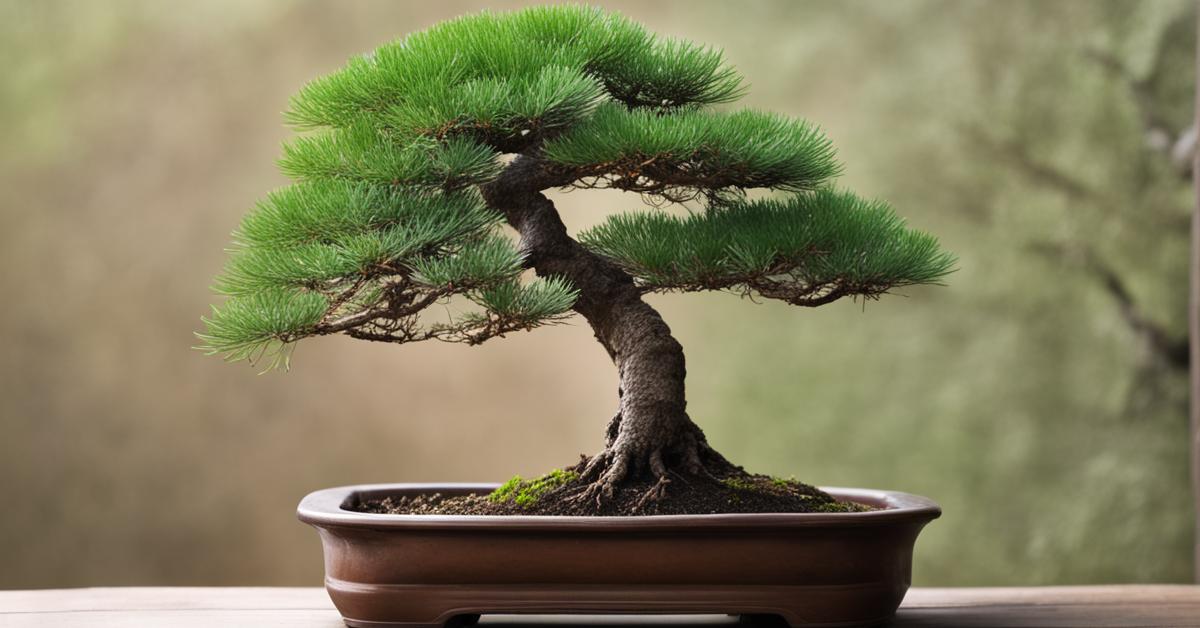 Zdrowe drzewko bonsai sosny po przycinaniu, umieszczone w dobrze oświetlonym miejscu.